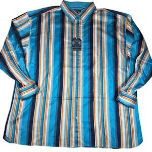 Knockout Long Sleeve Men's Button Down Shirt Sea Blue Size 6XL 100% Cotton NWT